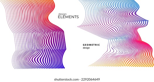 Establecer el elemento de diseño de colores de líneas abstractas en el fondo blanco de las ondas. Vector Illustration eps 10 para grunge y elegante tarjeta de visita, folleto de impresión, volante, banners, carteles, portada, etiqueta, tela
