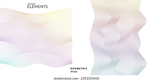 Establecer el elemento de diseño de colores de líneas abstractas en el fondo blanco de las ondas. Vector Illustration eps 10 para grunge y elegante tarjeta de visita, folleto de impresión, volante, banners, carteles, portada, etiqueta, tela

