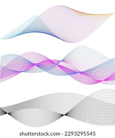 Set Abstract lines colors design element on white background of waves. Vector Illustration eps 10 for grunge elegant business card, print brochure, flyer, banners, cover book, label, fabric
