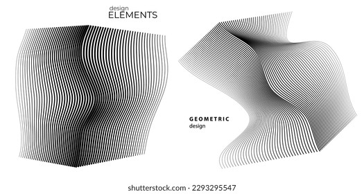 Set Abstract lines colors design element on white background of waves. Vector Illustration eps 10 for grunge elegant business card, print brochure, flyer, banners, cover book, label, fabric
