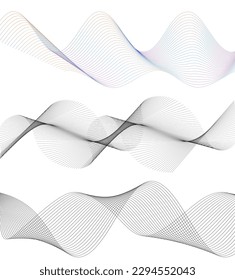 Establecer el elemento de diseño de colores de líneas abstractas en el fondo blanco de las ondas. Vector Illustration eps 10 para grunge y elegante tarjeta de visita, folleto de impresión, volante, banners, carteles, portada, etiqueta, tela
