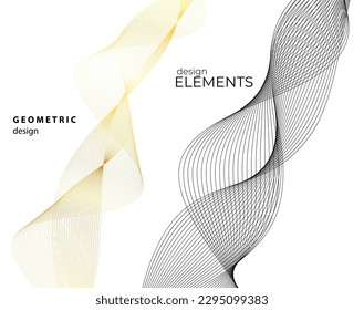 Set Abstract lines colors design element on white background of waves. Vector Illustration eps 10 for grunge elegant business card, print brochure, flyer, banners, cover book, label, fabric
