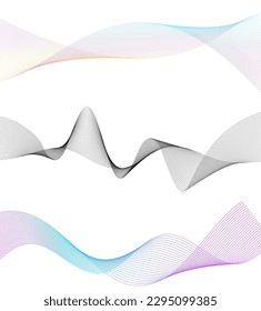 Establecer el elemento de diseño de colores de líneas abstractas en el fondo blanco de las ondas. Vector Illustration eps 10 para grunge y elegante tarjeta de visita, folleto de impresión, volante, banners, carteles, portada, etiqueta, tela
