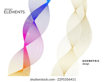 Establecer el elemento de diseño de colores de líneas abstractas en el fondo blanco de las ondas. Vector Illustration eps 10 para grunge y elegante tarjeta de visita, folleto de impresión, volante, banners, carteles, portada, etiqueta, tela
