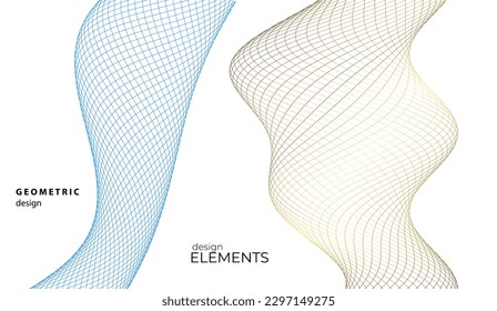 Set Abstract lines colors design element on white background of waves. Vector Illustration eps 10 for grunge elegant business card, print brochure, flyer, banners, cover book, label, fabric
