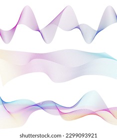 Set Abstract lines colors design element on white background of waves. Vector Illustration eps 10 for grunge elegant business card, print brochure, flyer, banners, cover book, label, fabric
