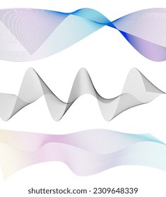 Set Abstract lines colors design element on white background of waves. Vector Illustration eps 10 for grunge elegant business card, print brochure, flyer, banners, cover book, label, fabric
