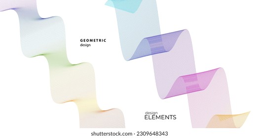 Set Abstract lines colors design element on white background of waves. Vector Illustration eps 10 for grunge elegant business card, print brochure, flyer, banners, cover book, label, fabric
