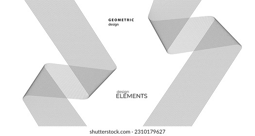 Set Abstract lines colors design element on white background of waves. Vector Illustration eps 10 for grunge elegant business card, print brochure, flyer, banners, cover book, label, fabric
