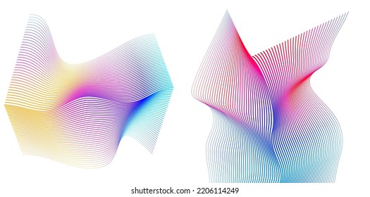 Set Abstract lines design element on white background of angle waves. Vector Illustration eps 10 for grunge elegant business card, print brochure, flyer, banners, cover book, label, fabric