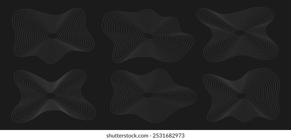 Set of abstract lines irregular, freeform shapes vector illustration