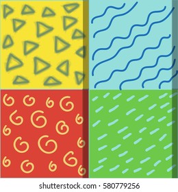 Set of abstract lines and shapes Memphis background