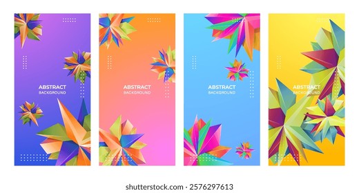 Set abstract liquid backgrounds with gradient mesh and vibrant color blending effects. ideal for web covers, advertisements, banners, posters, brochures, and flyers. Vector image in EPS format.