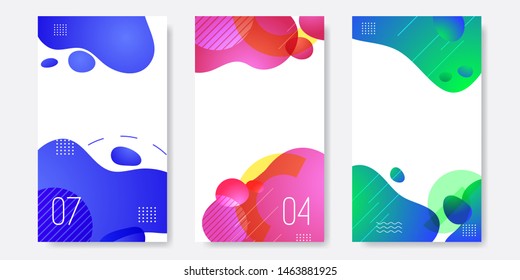 Set of abstract liquid banner template for web, brochure, poster. Trendy design element for presentation and promotion.