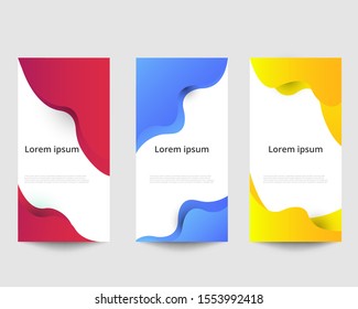 Set of abstract liquid banner template for web, brochure, poster. Trendy design element for presentation and promotion.