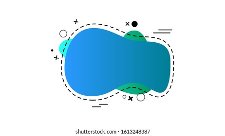 Set of abstract liquid blue shape. Fluid banner design with dots, lines and texturing graphics