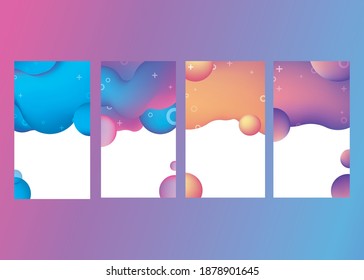 Set abstract liquid color vector banner set. Colorful modern template isolated on gradient background