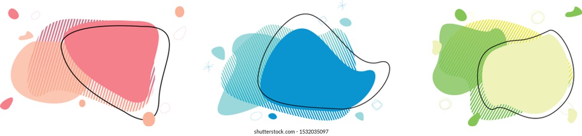 Set of abstract liquid drop shape elements. Template for presentation, logo, banner. 