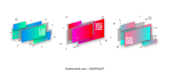 Set abstract liquid geometric shape. fluid gradient design banner, card, brochure. Isolated waves. Trendy minimal modern design isolated background. Abstract geometric lines patterns composition set
