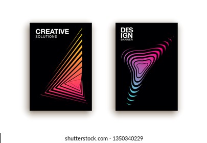 Set abstract liquid geometric shape. fluid gradient design banner, card, brochure. Isolated waves. Trendy minimal modern design isolated background. Abstract geometric lines patterns composition set