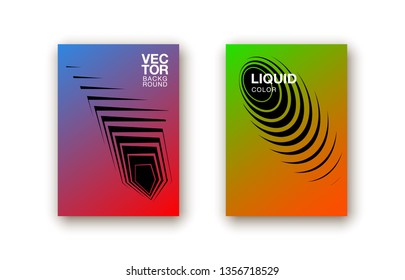 Set abstract liquid geometric shape. fluid gradient design banner, card, brochure. Isolated waves. Trendy minimal modern design isolated background. Abstract geometric lines patterns composition set