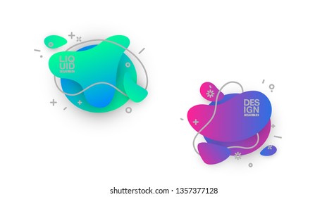 Set abstract liquid geometric shape. fluid gradient design banner, card, brochure. Isolated waves. Trendy minimal modern design isolated background. Abstract geometric lines patterns composition set