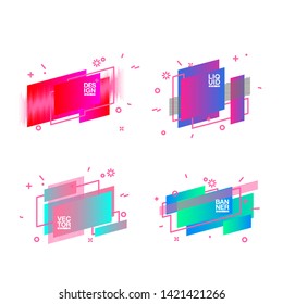 Set abstract liquid geometric shape. fluid gradient design banner, card, brochure. Isolated waves. Trendy minimal modern design isolated background. Abstract geometric lines patterns composition set