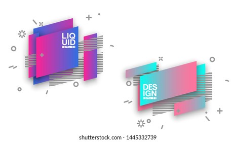 Set abstract liquid geometric shape. fluid gradient design banner, card, brochure. Isolated waves. Trendy minimal modern design isolated background. Abstract geometric lines patterns composition set