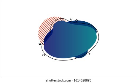 Set of abstract liquid gradient blue shape. Fluid banner design with dots, lines and texturing graphics. Isolated dynamical art form.