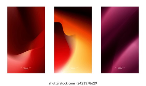 Set of Abstract liquid Gradient Vertical Background. Red and Black Fluid Color Gradient. Design Template For ads, Banner, Poster, Cover, Brochure, Wallpaper, and flyer. Vector.