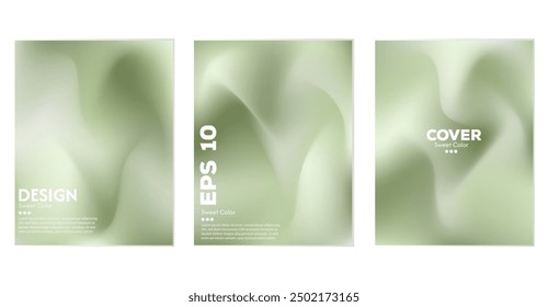 Set of abstract liquid green waves backgrounds. gradient color. The effect of combining dark and light colors. Modern design template for web cover, advertising banner, poster, brochure, flyer. EPS ve