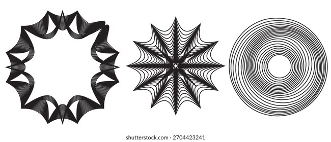 Conjunto de líquido abstrato, irregular, linhas de blob, formas dinâmicas, formas sobre fundo branco