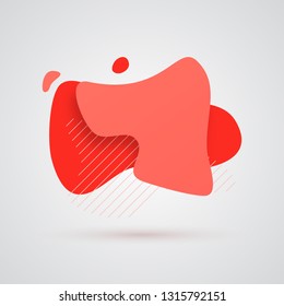 Set of Abstract liquid shape. Flat geometric shapes of living coral colors in memphis design style. Template for the design of a logo, flyer. Dynamical living coral colors forms and line.