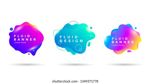 Set of abstract liquid shape. Fluid gradients banner design. Isolated dynamical art form. Set of abstract liquid shape. Fluid gradients banner design. Isolated dynamical art form.