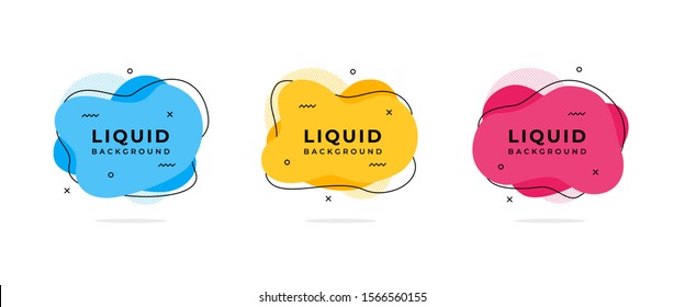 Set Of Abstract Liquid Shape. Fluid Flat Color Design Vector Illustration Template. Ready Use For Print And Web Design