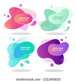 Set of abstract liquid shape isolated on white background. Gradient banner with fluid forms, wave, lines. Modern logo. Vector design