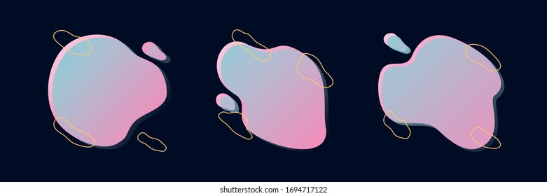 Set of abstract liquid shape and line for banner, presentation, poster, card, flyer ,brochure, background. Modern futuristic style graphic element. Gradient color. Vector illustration.