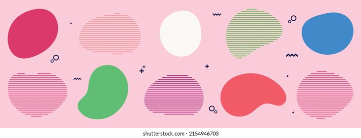 set of abstract liquid shape, modern vector illustration, graphic elements fluid dynamical colored forms, blanks for banner