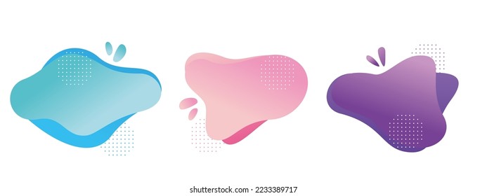 set of abstract liquid shape. modern dynamic colored element. fluid banner with geometric shape vector illustration.