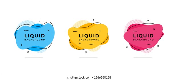 Set of abstract liquid shape vector illustration template. Fluid flat color design. Ready use for print and web design