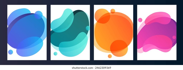 Set of abstract liquid shapes. Bright splashes. Vibrant color backgrounds for creative graphic design. Vector illustration.	