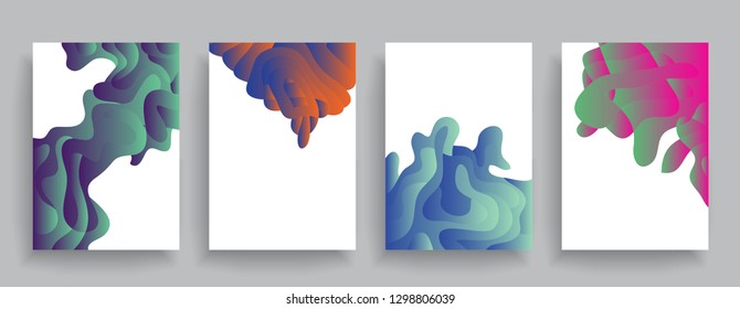 Set of abstract liquid shapes in brochure design. Vector design business cards