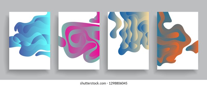 Set of abstract liquid shapes in brochure design. Vector design business cards