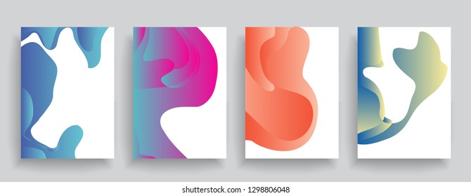 Set of abstract liquid shapes in brochure design. Vector design business cards