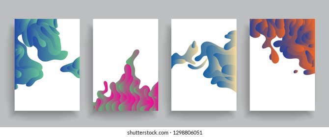 Set of abstract liquid shapes in brochure design. Vector design business cards