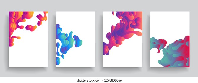 Set of abstract liquid shapes in brochure design. Vector design business cards