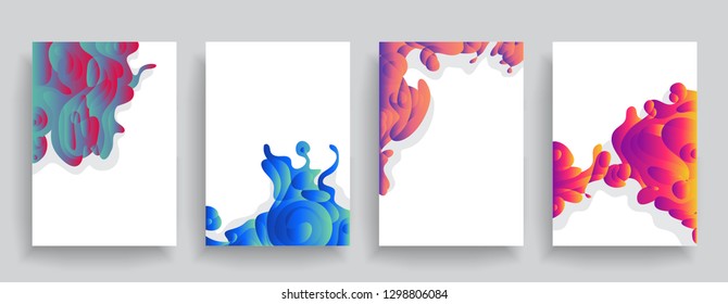 Set of abstract liquid shapes in brochure design. Vector design business cards