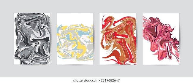 Set of abstract liquid shapes in brochure design. Vector design business cards. Business presentation vector A4 vertical orientation front page mock up set. Corporate report cover abstract geometric 