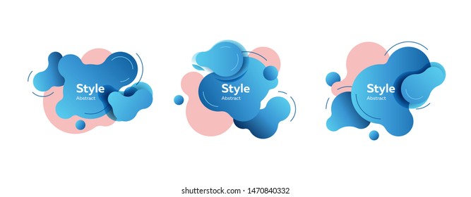 Set of abstract liquid shapes. Dynamical colored forms and line. Gradient banners with flowing liquid shapes. Template for design of cover, flyer or presentation. Vector illustration
