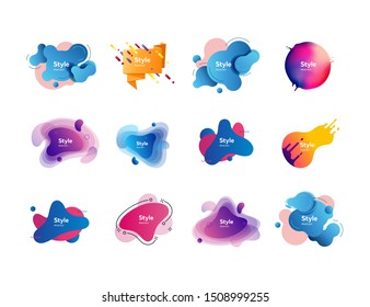 Set of abstract liquid shapes. Dynamical colored forms and line. Gradient banners with flowing liquid shapes. Template for design of cover, flyer or presentation. Vector illustration